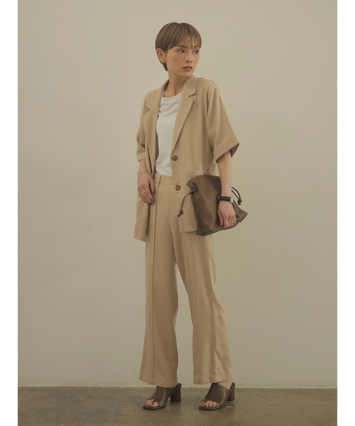 rem closet（レムクローゼット）の「リネンブレンドハーフスリーブジャケット（テーラードジャケット・レディース・ベージュ/ブラウン・S）」の20枚目の写真