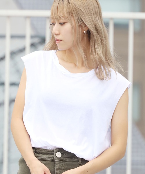 CAL．Berries（カルベリーズ）の「CAL.Berries/カルベリーズ ノースリーブ（タンクトップ・レディース・ホワイト/ブラック/コーラル・S）」の8枚目の写真