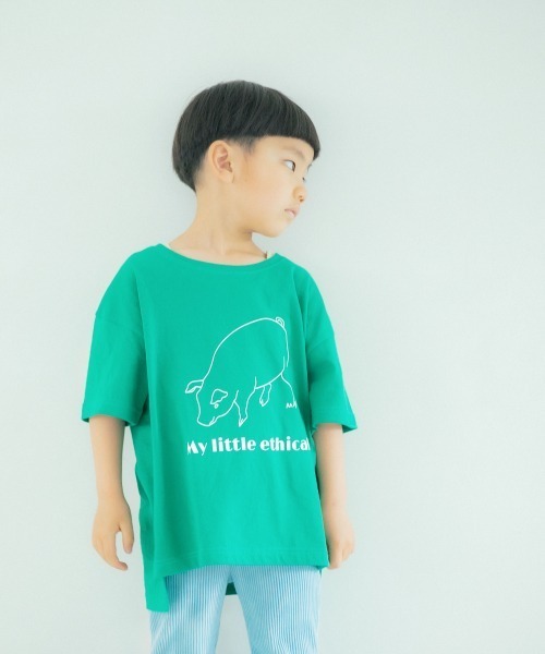 LOWRYS FARM(ローリーズファーム)の「monmimiブタサンT 954820(Tシャツ/カットソー・キッズ・オフホワイト/グリーン/ピンク・110cm/120cm/130cm/140cm/150cm/XXX-LARGE)」の2枚目の写真