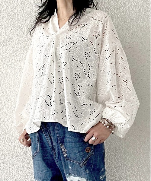 優れた品質 セール スターカットワークブラウス シャツ ブラウス World Wide Love ワールドワイドラブ のファッション 通販専門店 Arenatheatre Net