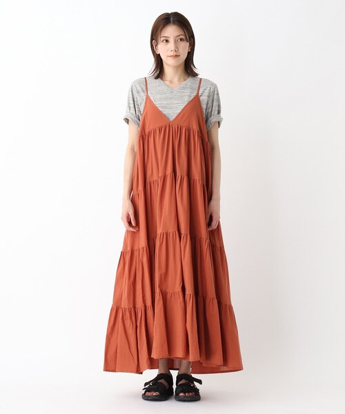 BASECONTROL（ベースコントロール）の「◆【WEB限定】ティアード　マキシ丈　キャミワンピース（ワンピース・レディース・ダークブラウン/ブラック/ダークオレンジ・99）」の7枚目の写真