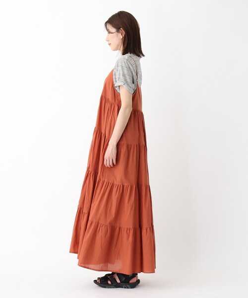BASECONTROL（ベースコントロール）の「◆【WEB限定】ティアード　マキシ丈　キャミワンピース（ワンピース・レディース・ダークブラウン/ブラック/ダークオレンジ・99）」の9枚目の写真