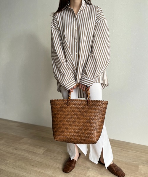 ISOOK(アイスー)の「Bamboo like basket bag / バンブーライクバスケットバッグ(かごバッグ・レディース・ベージュ/ブラウン・FREE)」の10枚目の写真