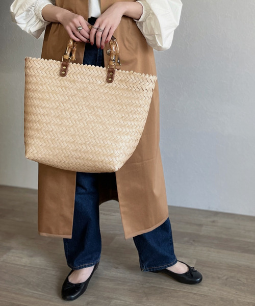 ISOOK(アイスー)の「Bamboo like basket bag / バンブーライクバスケットバッグ(かごバッグ・レディース・ベージュ/ブラウン・FREE)」の3枚目の写真