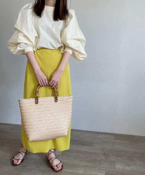 ISOOK(アイスー)の「Bamboo like basket bag / バンブーライクバスケットバッグ(かごバッグ・レディース・ベージュ/ブラウン・FREE)」の8枚目の写真