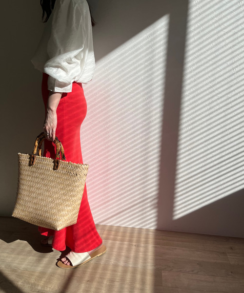 ISOOK(アイスー)の「Bamboo like basket bag / バンブーライクバスケットバッグ(かごバッグ・レディース・ベージュ/ブラウン・FREE)」の17枚目の写真