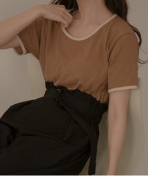 lawgy | bicolor linen tops(Tシャツ/カットソー)