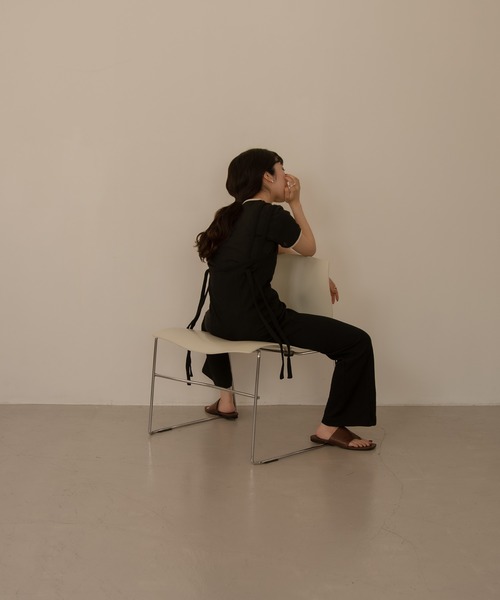 lawgy（ラウジー）の「bicolor linen tops（Tシャツ/カットソー・レディース・アイボリー/ブラック/ブラウン・FREE）」の16枚目の写真