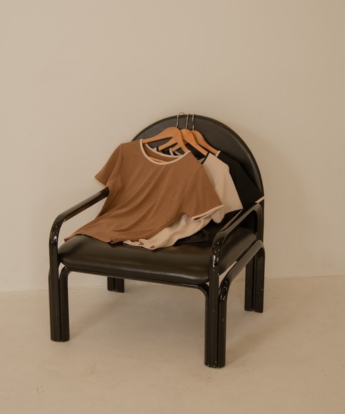 lawgy（ラウジー）の「bicolor linen tops（Tシャツ/カットソー・レディース・アイボリー/ブラック/ブラウン・FREE）」の21枚目の写真