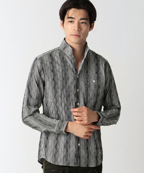 HIDEAWAYS NICOLE（ハイダウェイニコル）の「タックジャカードシャツ（シャツ/ブラウス・メンズ・マルチ/ブラック系/ネイビー×ホワイト/ホワイト×ネイビー・LARGE/X-LARGE/MEDIUM）」の3枚目の写真