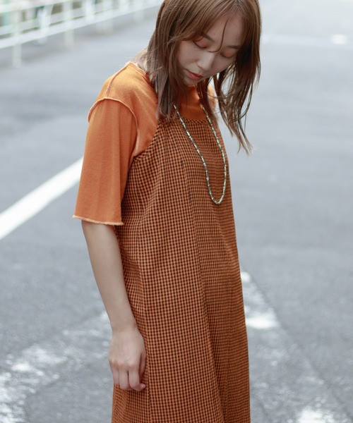Kastane（カスタネ）の「wovenギンガムマーメイドワンピース（ワンピース・レディース・ブラック/オレンジ・FREE）」の3枚目の写真