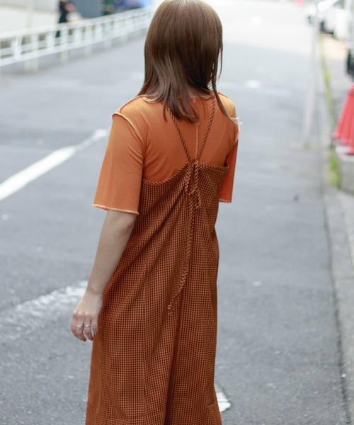 Kastane（カスタネ）の「wovenギンガムマーメイドワンピース（ワンピース・レディース・ブラック/オレンジ・FREE）」の18枚目の写真