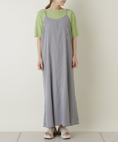 Kastane（カスタネ）の「wovenギンガムマーメイドワンピース（ワンピース・レディース・ブラック/オレンジ・FREE）」の7枚目の写真