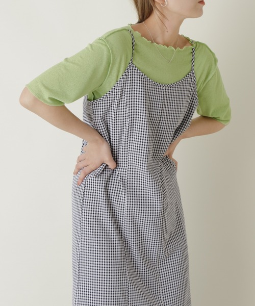 Kastane（カスタネ）の「wovenギンガムマーメイドワンピース（ワンピース・レディース・ブラック/オレンジ・FREE）」の5枚目の写真