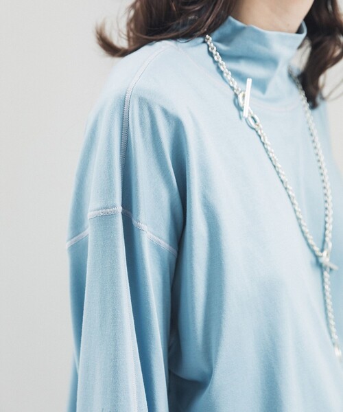 LiNoH（リノー）の「エンブロイダリータートルネックカットソー/EMBROIDERY TURTLE NECK L/S TEE（Tシャツ/カットソー・メンズ・グレイッシュベージュ/ブルー/ミント/ピンク・1/2）」の11枚目の写真