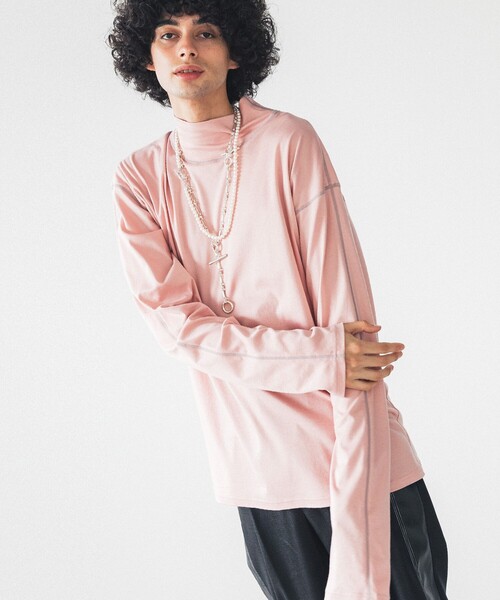 LiNoH（リノー）の「エンブロイダリータートルネックカットソー/EMBROIDERY TURTLE NECK L/S TEE（Tシャツ/カットソー・メンズ・グレイッシュベージュ/ブルー/ミント/ピンク・1/2）」の15枚目の写真