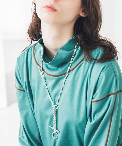 LiNoH（リノー）の「エンブロイダリータートルネックカットソー/EMBROIDERY TURTLE NECK L/S TEE（Tシャツ/カットソー・メンズ・グレイッシュベージュ/ブルー/ミント/ピンク・1/2）」の10枚目の写真