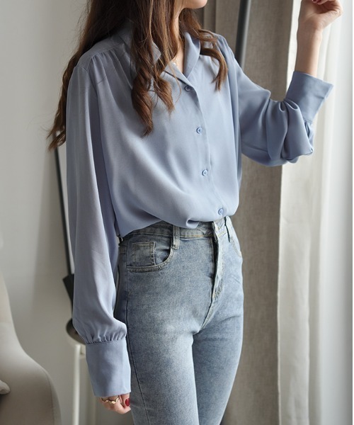 ABITOKYO(アビトーキョー)の「ボリュウーム袖開襟シャツ(シャツ/ブラウス・レディース・ホワイト/ブルー/ブラック・S/M/L)」の3枚目の写真