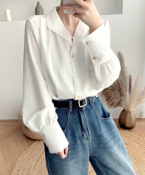 ABITOKYO(アビトーキョー)の「ボリュウーム袖開襟シャツ(シャツ/ブラウス・レディース・ホワイト/ブルー/ブラック・S/M/L)」の18枚目の写真