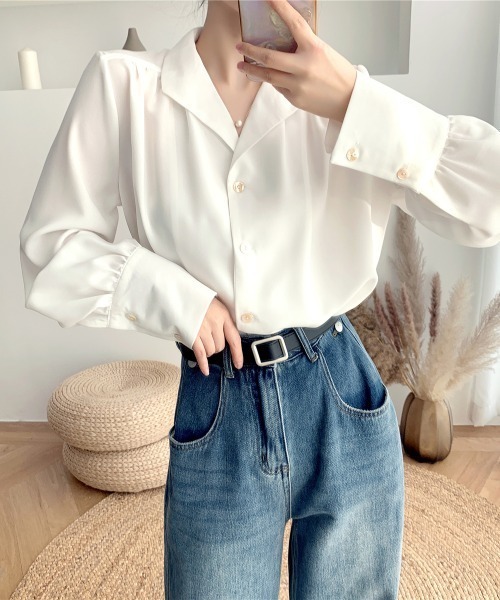 ABITOKYO(アビトーキョー)の「ボリュウーム袖開襟シャツ(シャツ/ブラウス・レディース・ホワイト/ブルー/ブラック・S/M/L)」の21枚目の写真