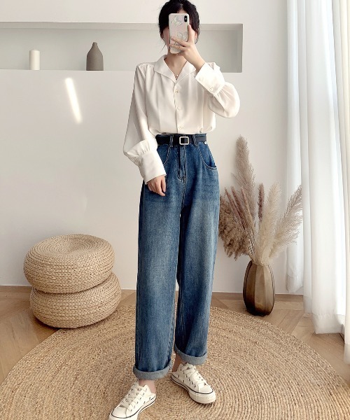 ABITOKYO(アビトーキョー)の「ボリュウーム袖開襟シャツ(シャツ/ブラウス・レディース・ホワイト/ブルー/ブラック・S/M/L)」の7枚目の写真