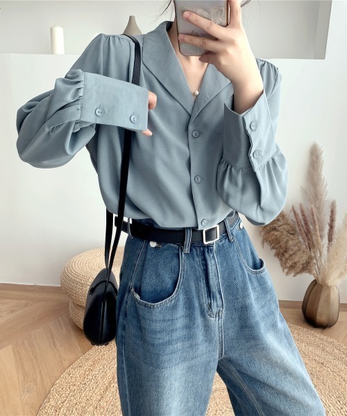 ABITOKYO(アビトーキョー)の「ボリュウーム袖開襟シャツ(シャツ/ブラウス・レディース・ホワイト/ブルー/ブラック・S/M/L)」の22枚目の写真