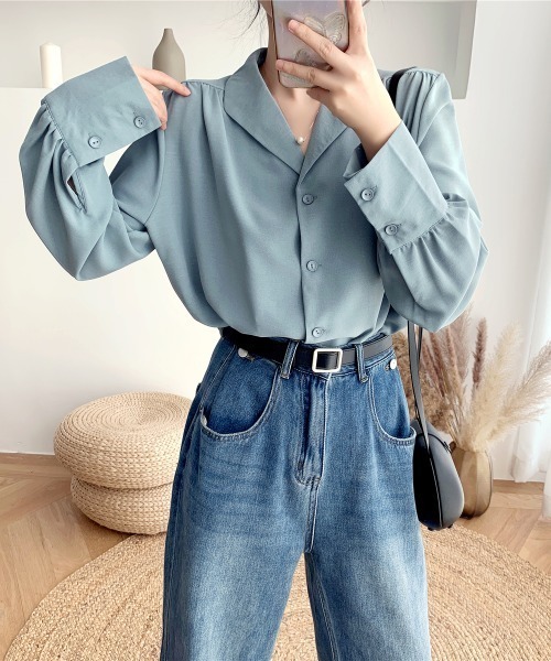 ABITOKYO(アビトーキョー)の「ボリュウーム袖開襟シャツ(シャツ/ブラウス・レディース・ホワイト/ブルー/ブラック・S/M/L)」の5枚目の写真