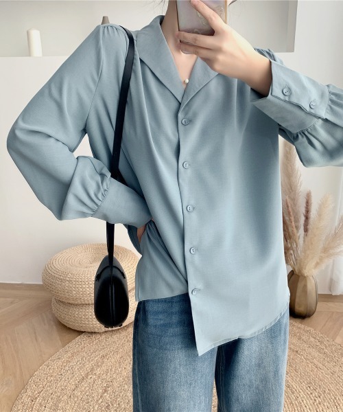 ABITOKYO(アビトーキョー)の「ボリュウーム袖開襟シャツ(シャツ/ブラウス・レディース・ホワイト/ブルー/ブラック・S/M/L)」の13枚目の写真