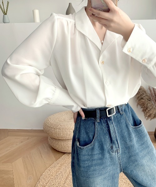 ABITOKYO(アビトーキョー)の「ボリュウーム袖開襟シャツ(シャツ/ブラウス・レディース・ホワイト/ブルー/ブラック・S/M/L)」の14枚目の写真