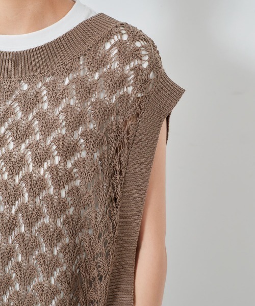 cepo（セポ）の「スカシアミベスト＋ノースリーブ　アンサンブル（ベスト・レディース・サックスブルー/モカ/ベージュ・M）」の11枚目の写真