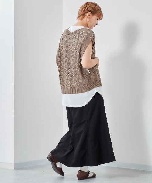 cepo（セポ）の「スカシアミベスト＋ノースリーブ　アンサンブル（ベスト・レディース・サックスブルー/モカ/ベージュ・M）」の10枚目の写真