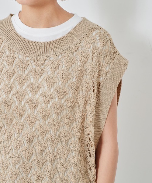 cepo（セポ）の「スカシアミベスト＋ノースリーブ　アンサンブル（ベスト・レディース・サックスブルー/モカ/ベージュ・M）」の16枚目の写真