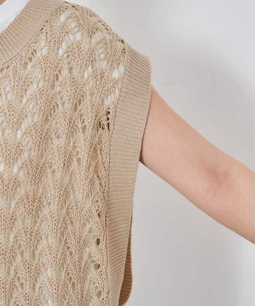 cepo（セポ）の「スカシアミベスト＋ノースリーブ　アンサンブル（ベスト・レディース・サックスブルー/モカ/ベージュ・M）」の17枚目の写真