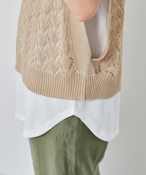 cepo（セポ）の「スカシアミベスト＋ノースリーブ　アンサンブル（ベスト・レディース・サックスブルー/モカ/ベージュ・M）」の19枚目の写真