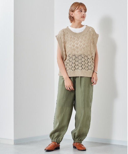 cepo（セポ）の「スカシアミベスト＋ノースリーブ　アンサンブル（ベスト・レディース・サックスブルー/モカ/ベージュ・M）」の15枚目の写真