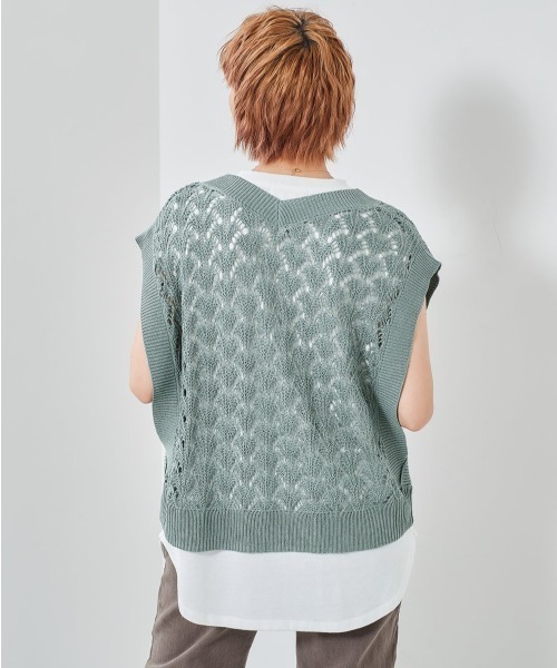 cepo（セポ）の「スカシアミベスト＋ノースリーブ　アンサンブル（ベスト・レディース・サックスブルー/モカ/ベージュ・M）」の21枚目の写真