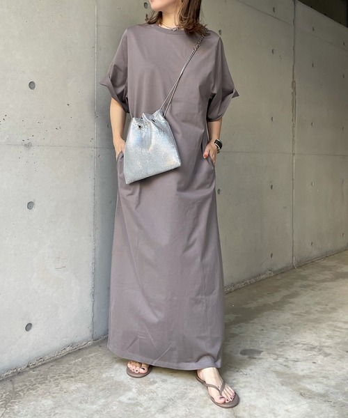 DouDou（ドゥドゥ）の「【WEB限定】半袖カットワンピース（ワンピース・レディース・ブラック/グレー/ベージュ・FREE）」の5枚目の写真