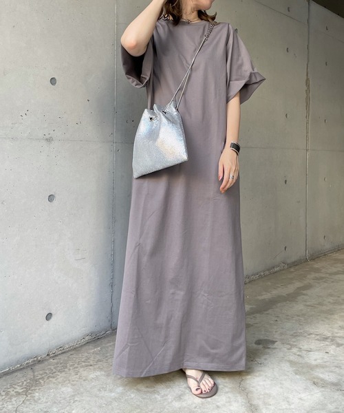 DouDou（ドゥドゥ）の「【WEB限定】半袖カットワンピース（ワンピース・レディース・ブラック/グレー/ベージュ・FREE）」の9枚目の写真