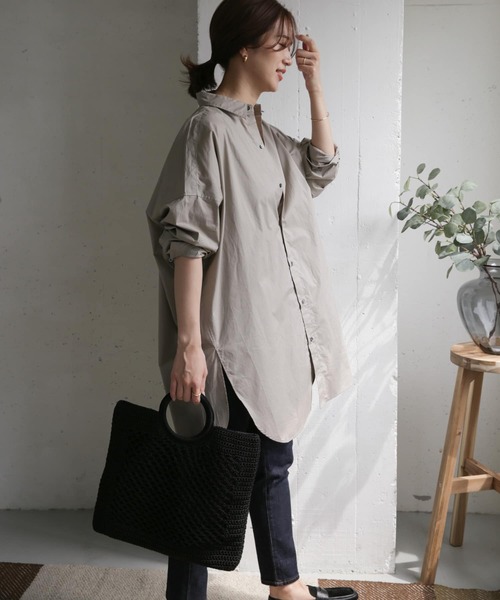 URBAN RESEARCH DOORS(アーバンリサーチドアーズ)の「コットンビッグシャツ(シャツ/ブラウス・レディース・ネイビー/ライトグレー/ストライプ・ONE)」の20枚目の写真