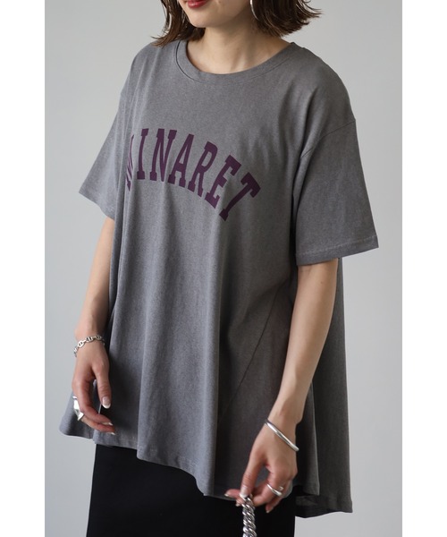 Bonjour Sagan(ボンジュールサガン)の「コットンフレアロゴTシャツ(デニムパンツ・レディース・グレー/ブルー・FREE)」の1枚目の写真