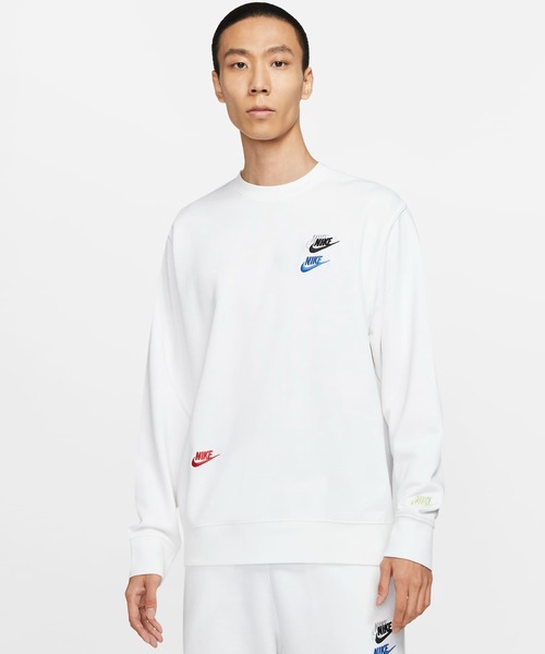 NIKE ナイキ 限定品 スポーツウェア スウッシュ クルー スウェット白/XL NIKE】☆スウッシュ☆UNISEX☆PREMIUM LOGO CREW☆正規品