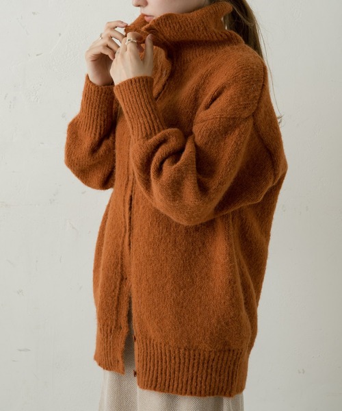 Kastane(カスタネ)の「リサイクルヤーン衿付きニットカーディガン(カーディガン/ボレロ・レディース・オフホワイト/ミント/オレンジ・FREE)」の3枚目の写真