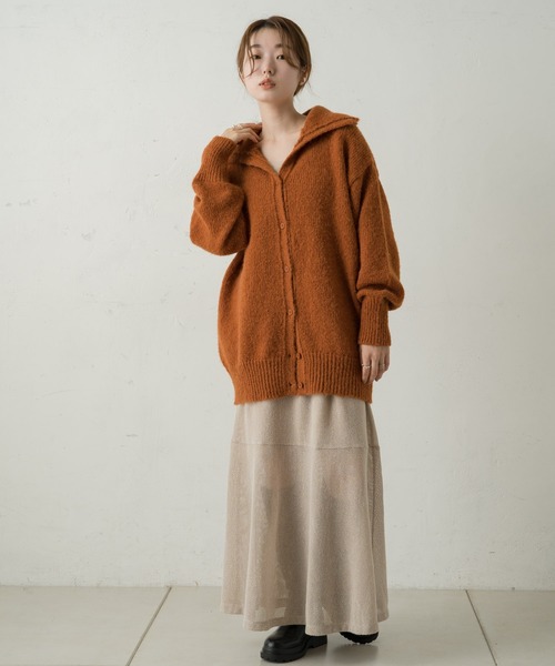 Kastane(カスタネ)の「リサイクルヤーン衿付きニットカーディガン(カーディガン/ボレロ・レディース・オフホワイト/ミント/オレンジ・FREE)」の19枚目の写真