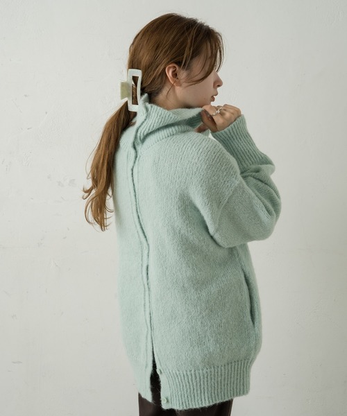 Kastane(カスタネ)の「リサイクルヤーン衿付きニットカーディガン(カーディガン/ボレロ・レディース・オフホワイト/ミント/オレンジ・FREE)」の9枚目の写真