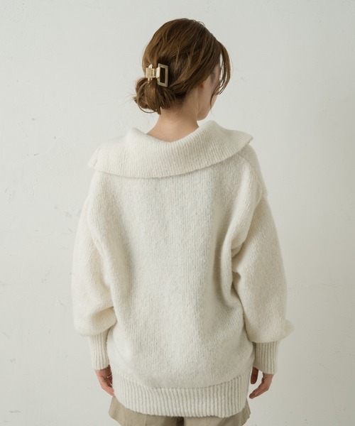 Kastane(カスタネ)の「リサイクルヤーン衿付きニットカーディガン(カーディガン/ボレロ・レディース・オフホワイト/ミント/オレンジ・FREE)」の16枚目の写真