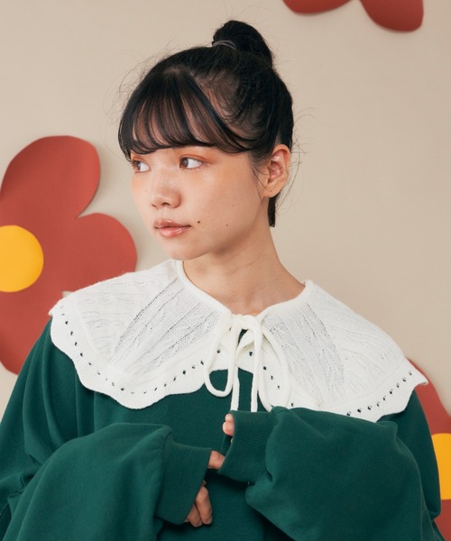 MERLOT(メルロー)の「ニット付け襟(付け襟・レディース・ホワイト/ブラック・FREE)」の1枚目の写真