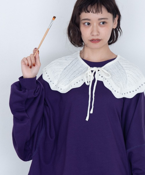 MERLOT(メルロー)の「ニット付け襟(付け襟・レディース・ホワイト/ブラック・FREE)」の3枚目の写真