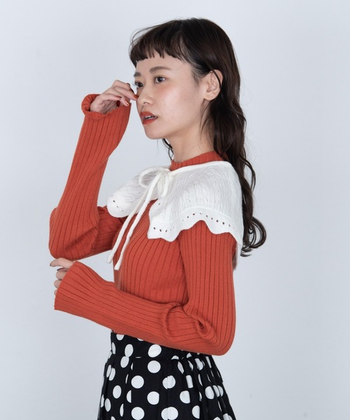 MERLOT(メルロー)の「ニット付け襟(付け襟・レディース・ホワイト/ブラック・FREE)」の21枚目の写真