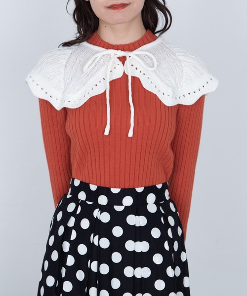 MERLOT(メルロー)の「ニット付け襟(付け襟・レディース・ホワイト/ブラック・FREE)」の6枚目の写真