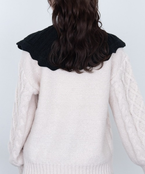 MERLOT(メルロー)の「ニット付け襟(付け襟・レディース・ホワイト/ブラック・FREE)」の10枚目の写真